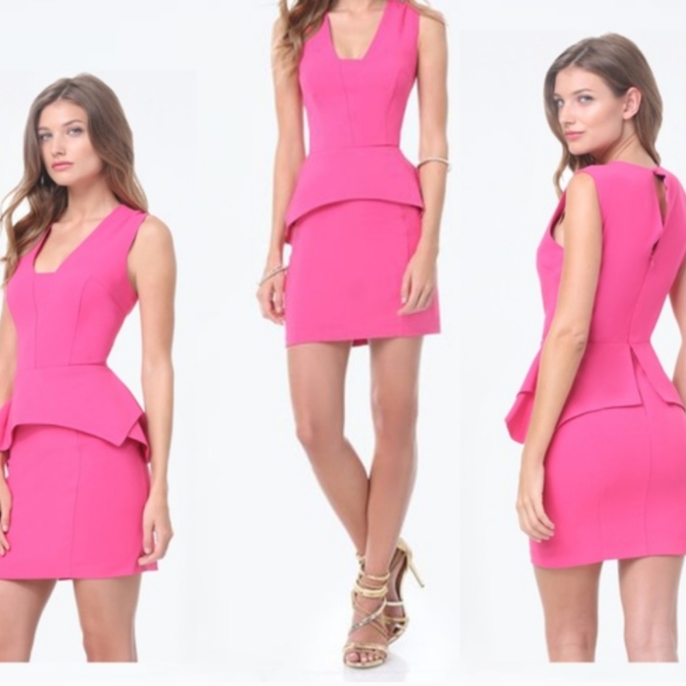 Bebe pink peplum mini sexy office dress
